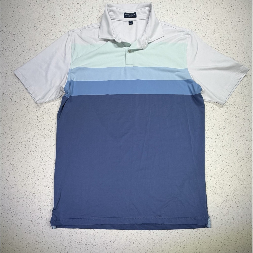 Peter Millar Colorblock Embroidered Men's Polo Shirt Size L Golf
